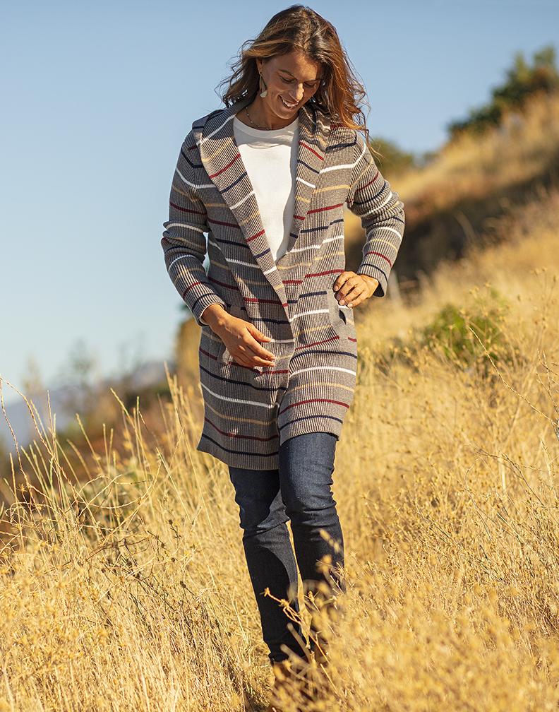 Durango Sweater: Grey Heather Stripe