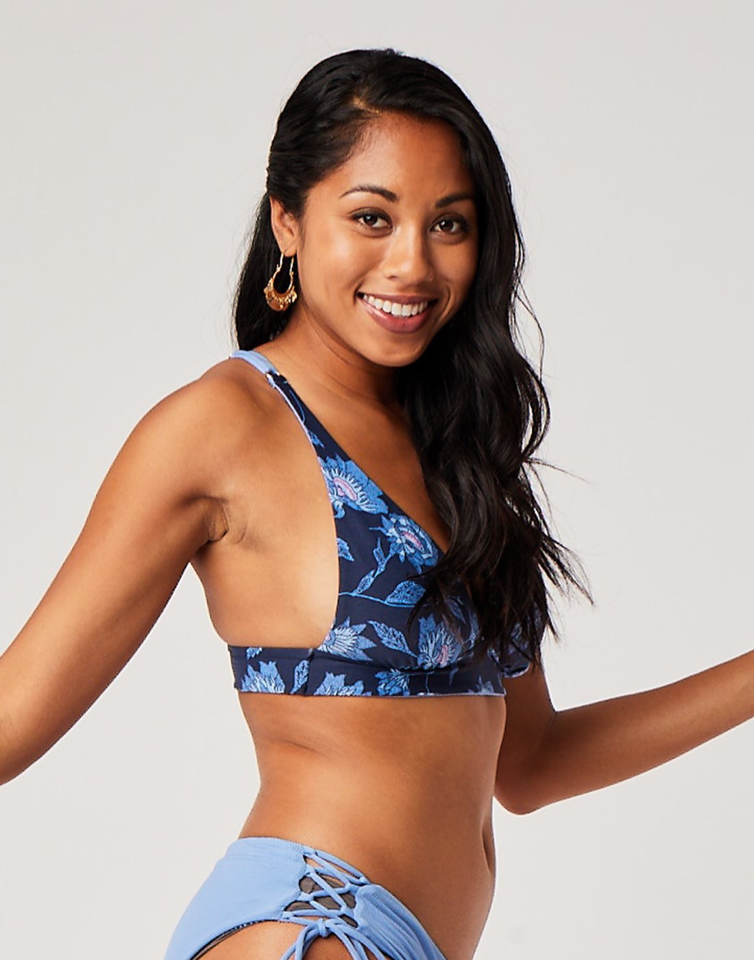 Marbella Reversible Top : Navy Haku/Iris - FINAL SALE