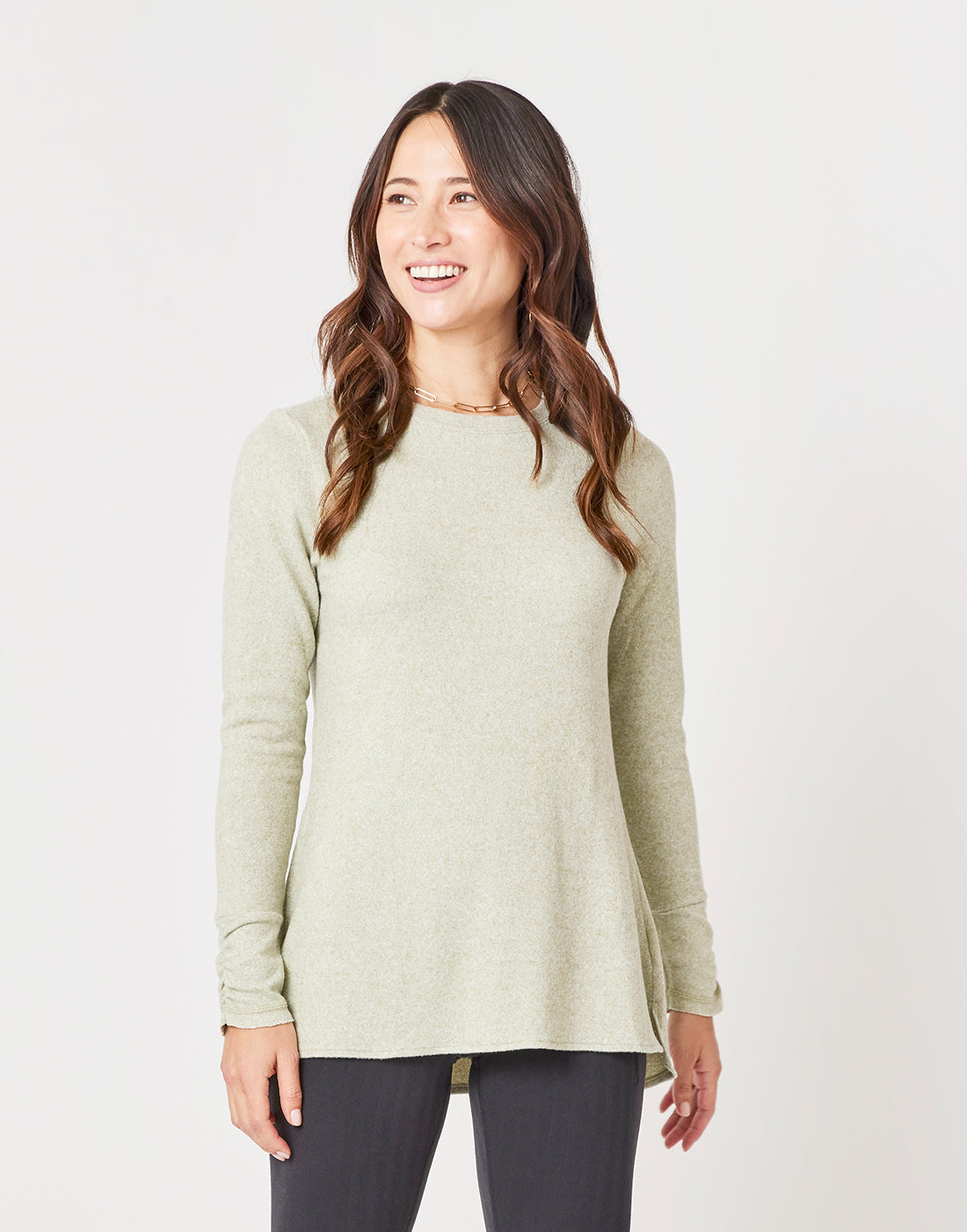 Chelsea Top: Olive Heather