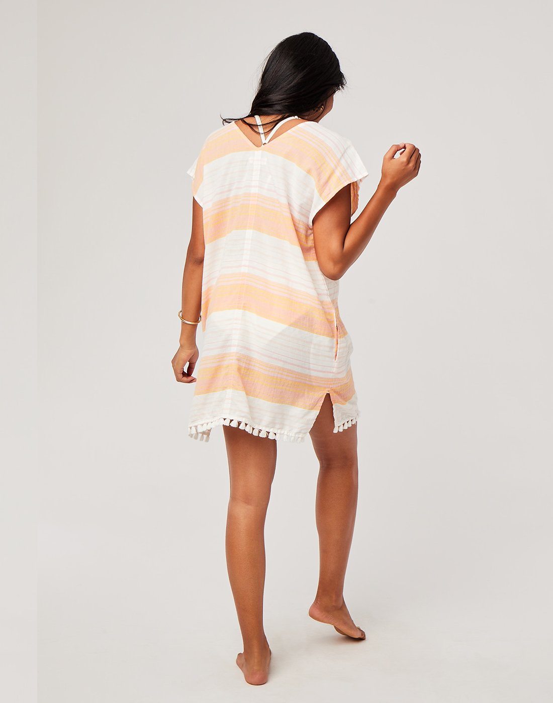 Tamiko Cover Up : Guava Sunrise Stripe - FINAL SALE