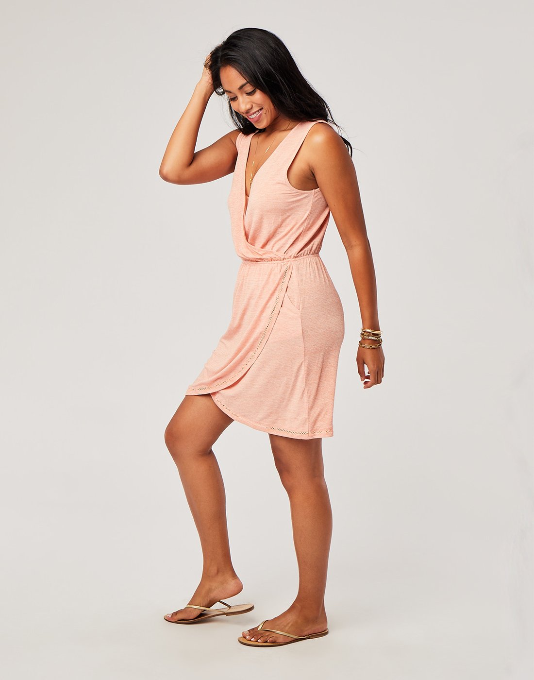 Kendall Dress : Guava Textured Stripe - FINAL SALE