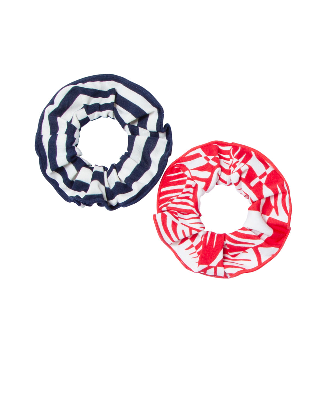 Surf Scrunchie: Checkered Palm-Navy Stripe