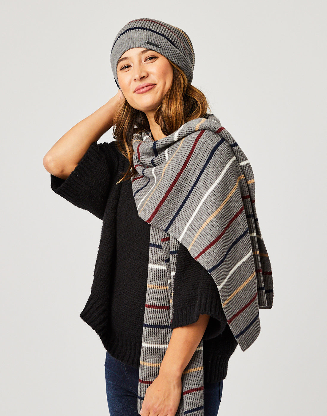 Zapata Scarf : Grey Heather Stripe