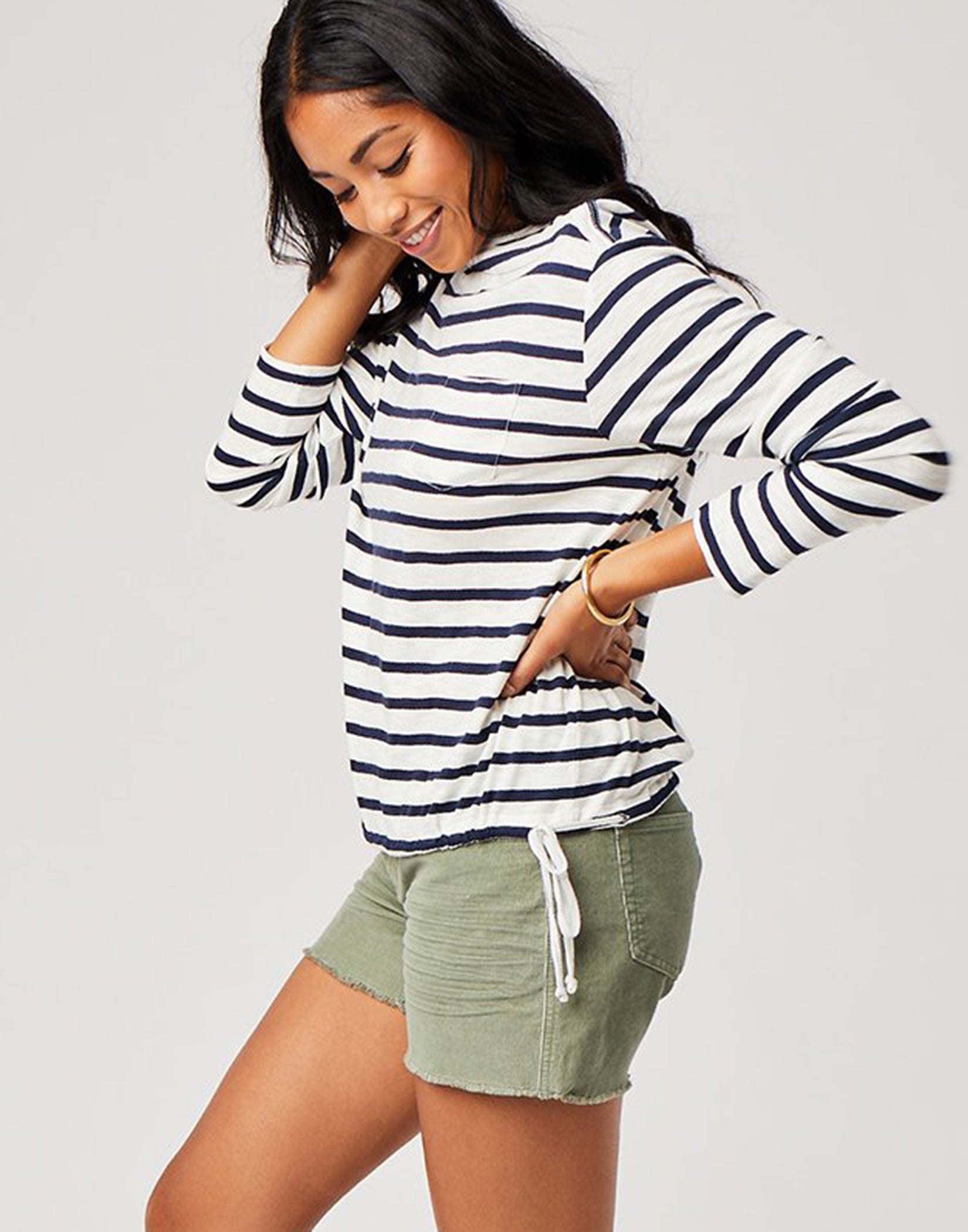 Lorena Top : Navy Mali Stripe - FINAL SALE