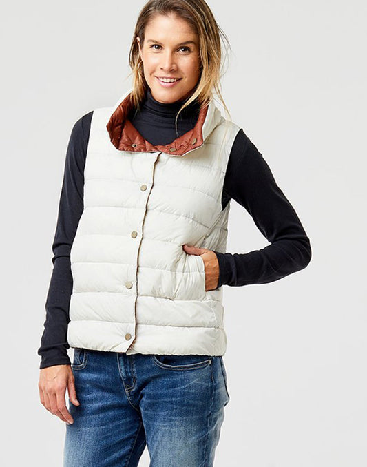 Silverton Reversible Vest: Foam/Brunette - FINAL SALE