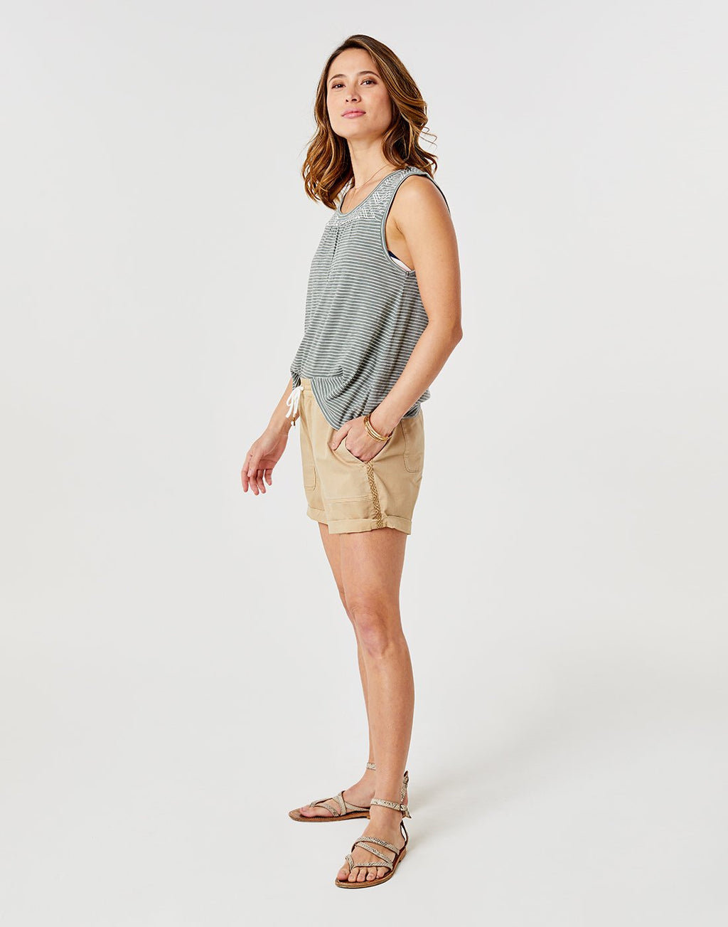 Carmen Top: Moss Bayside Stripe - FINAL SALE