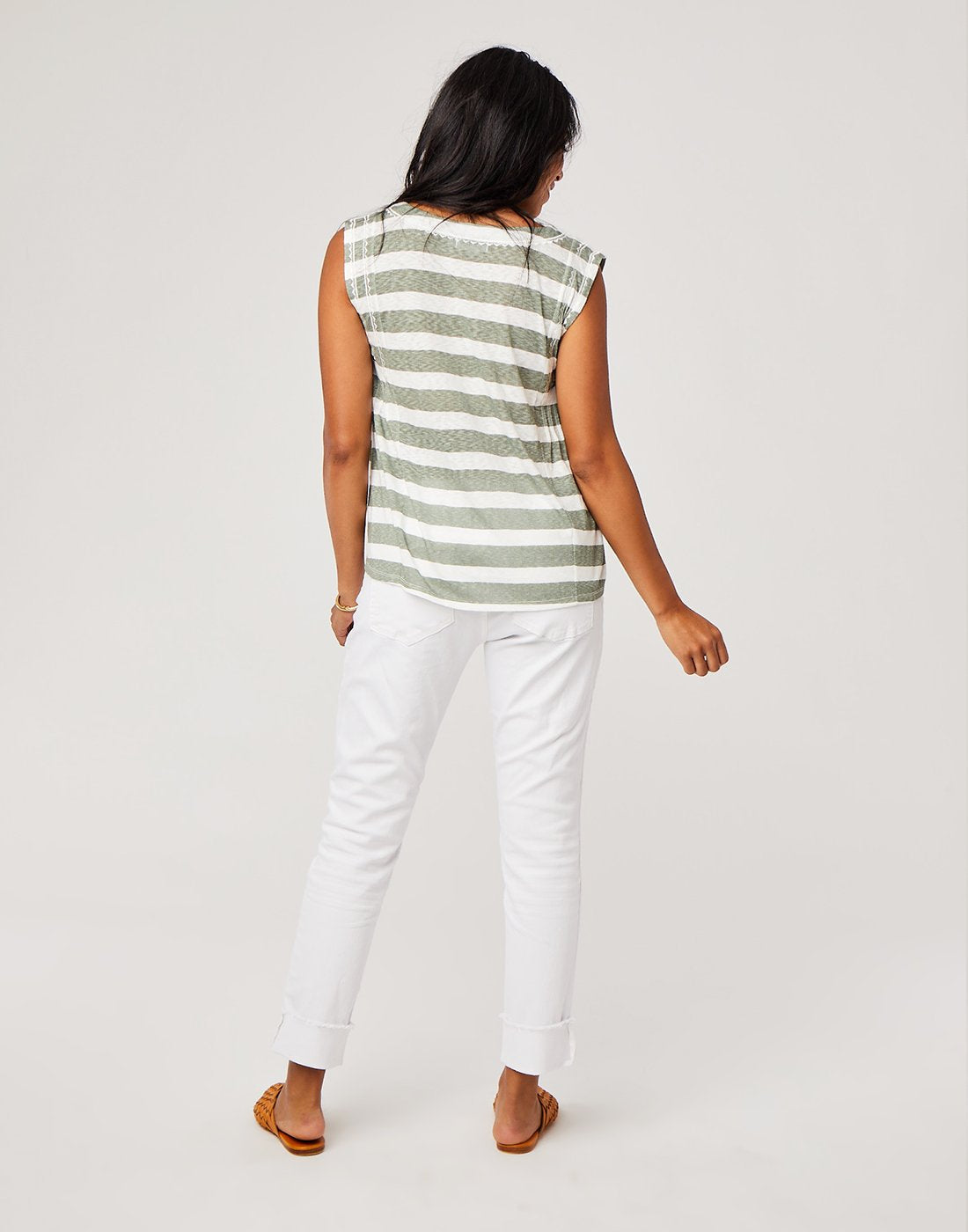 Nicole Top : Moss Stripe - FINAL SALE