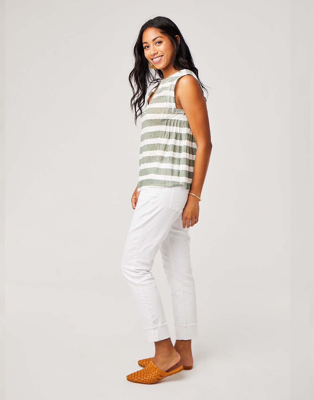 Nicole Top : Moss Stripe - FINAL SALE