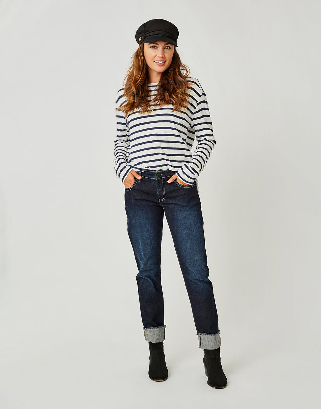 Lorena Top : Navy Mali Stripe - FINAL SALE