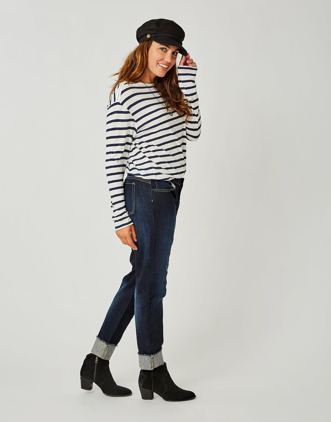 Lorena Top : Navy Mali Stripe - FINAL SALE