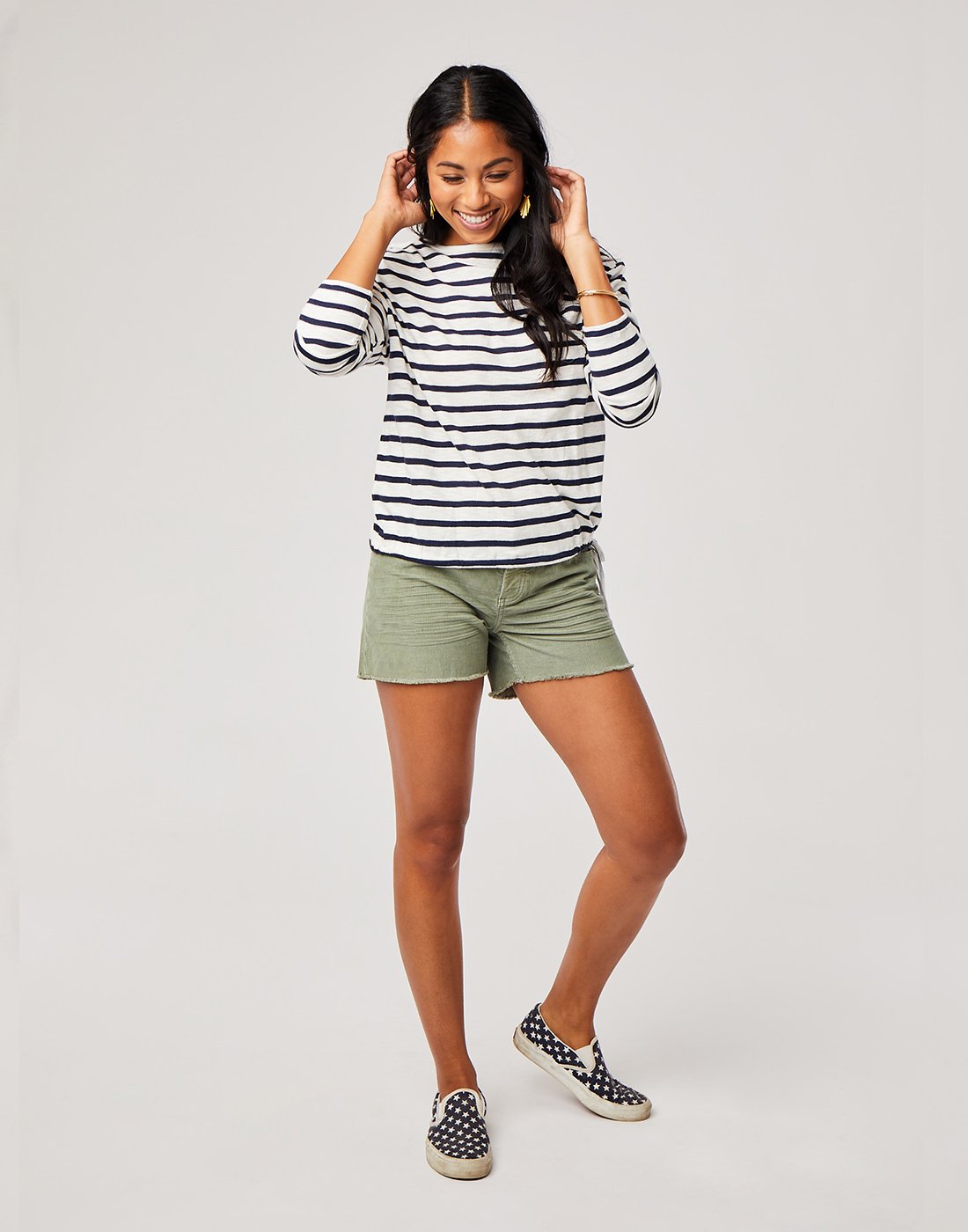 Lorena Top : Navy Mali Stripe - FINAL SALE