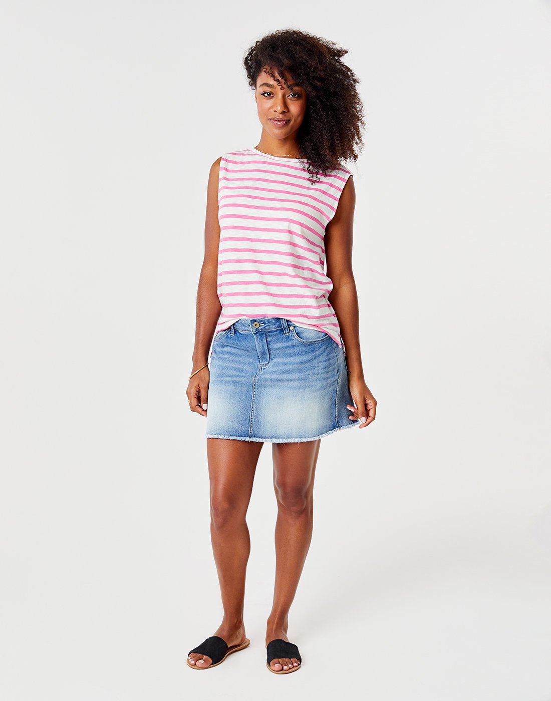 Robins Tank : Hibiscus Stripe - FINAL SALE