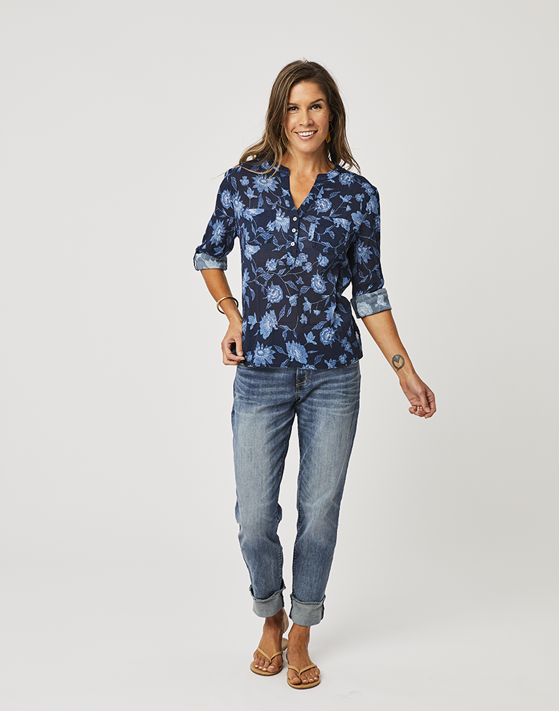 Dylan Gauze Shirt : Navy Haku - FINAL SALE