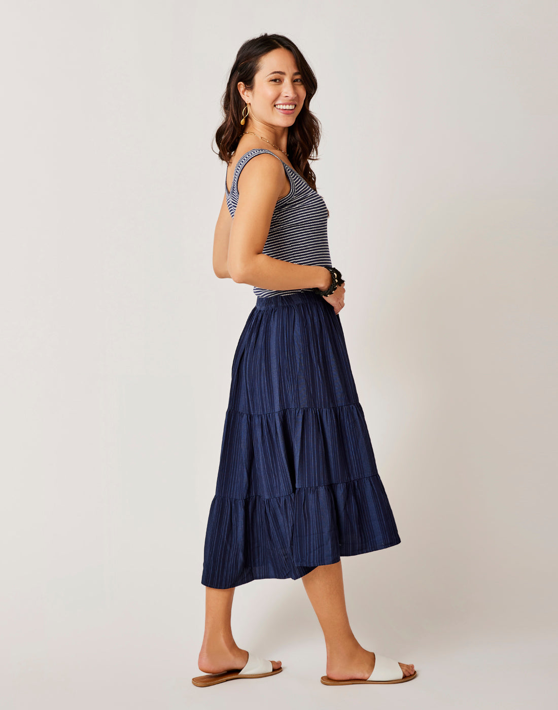 Grace Skirt: Navy Lau Stripe