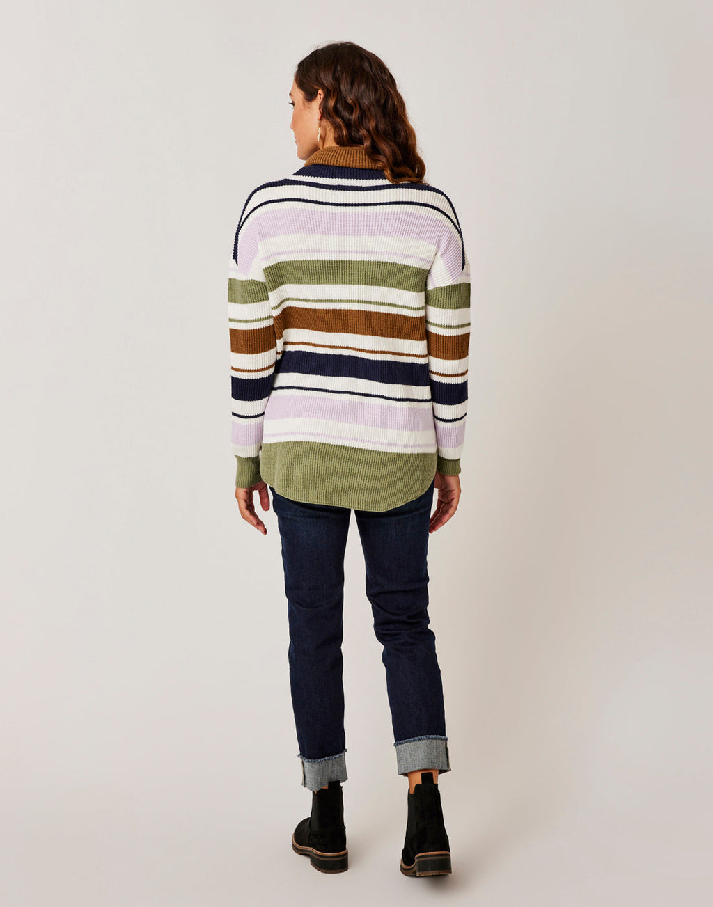 Rockvale Sweater: Olive Multi Stripe