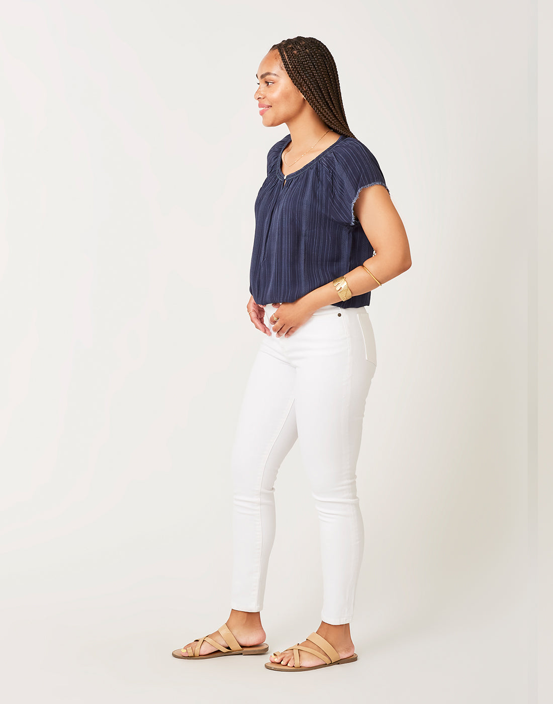 Lilly Top: Navy Lau Stripe