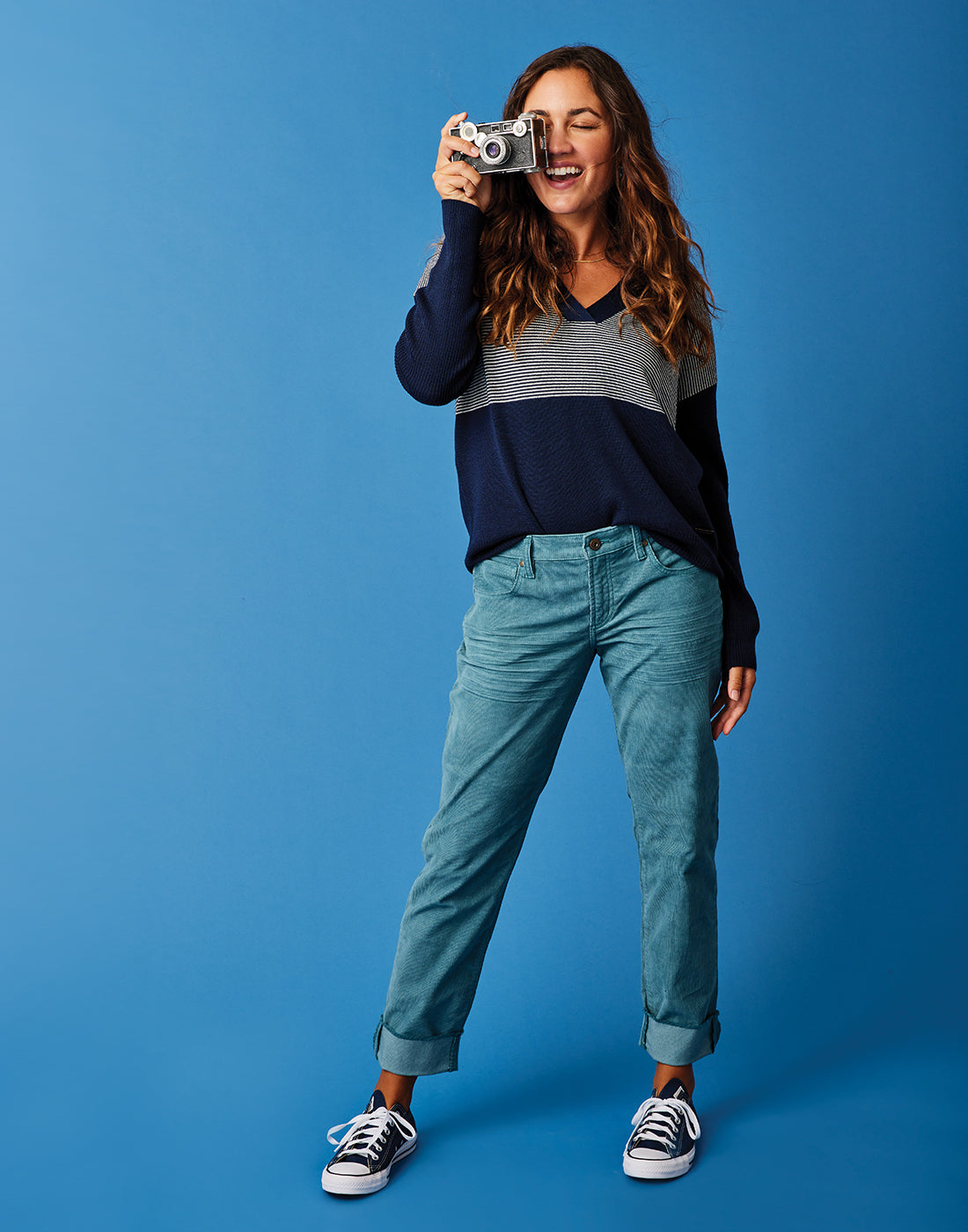 Aurora Sweater: Navy Mini Stripe