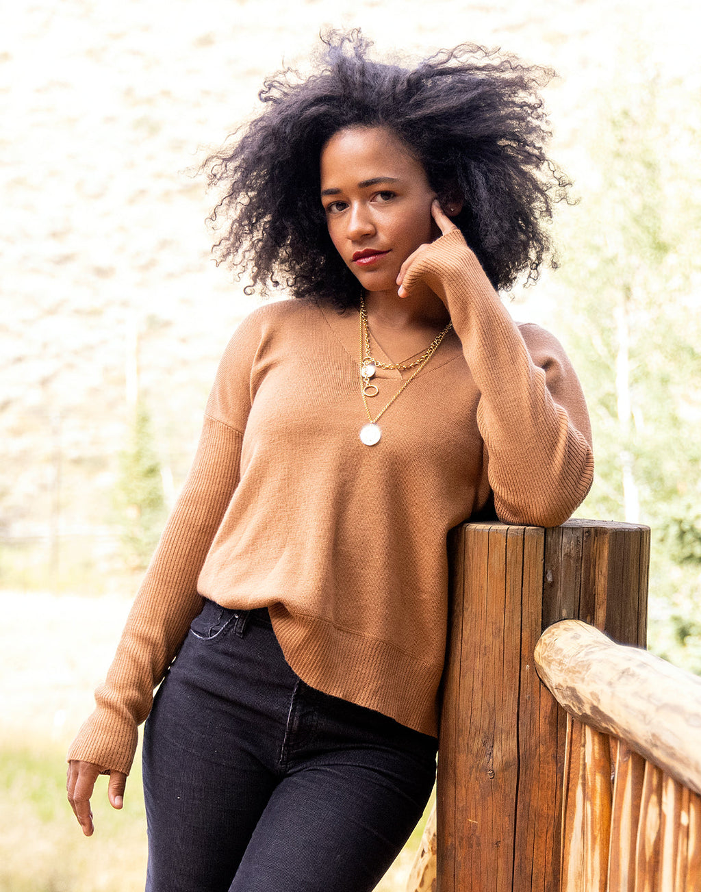 Aurora Sweater: Saddle