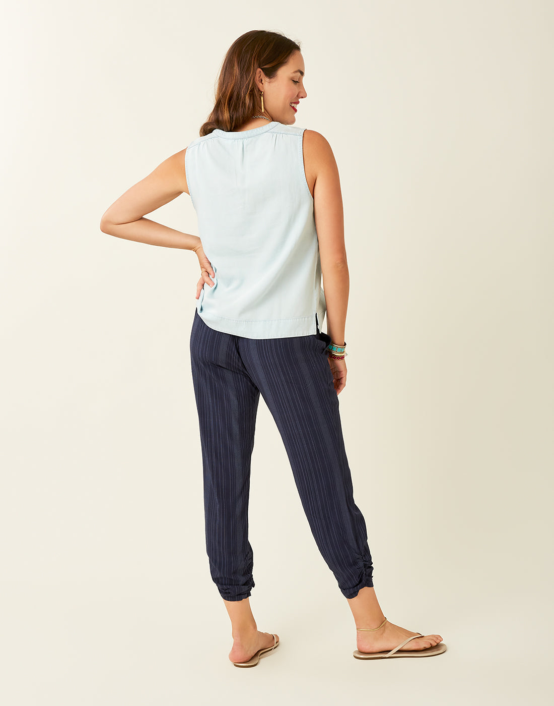 Avery Beach Pant: Navy Lau Stripe