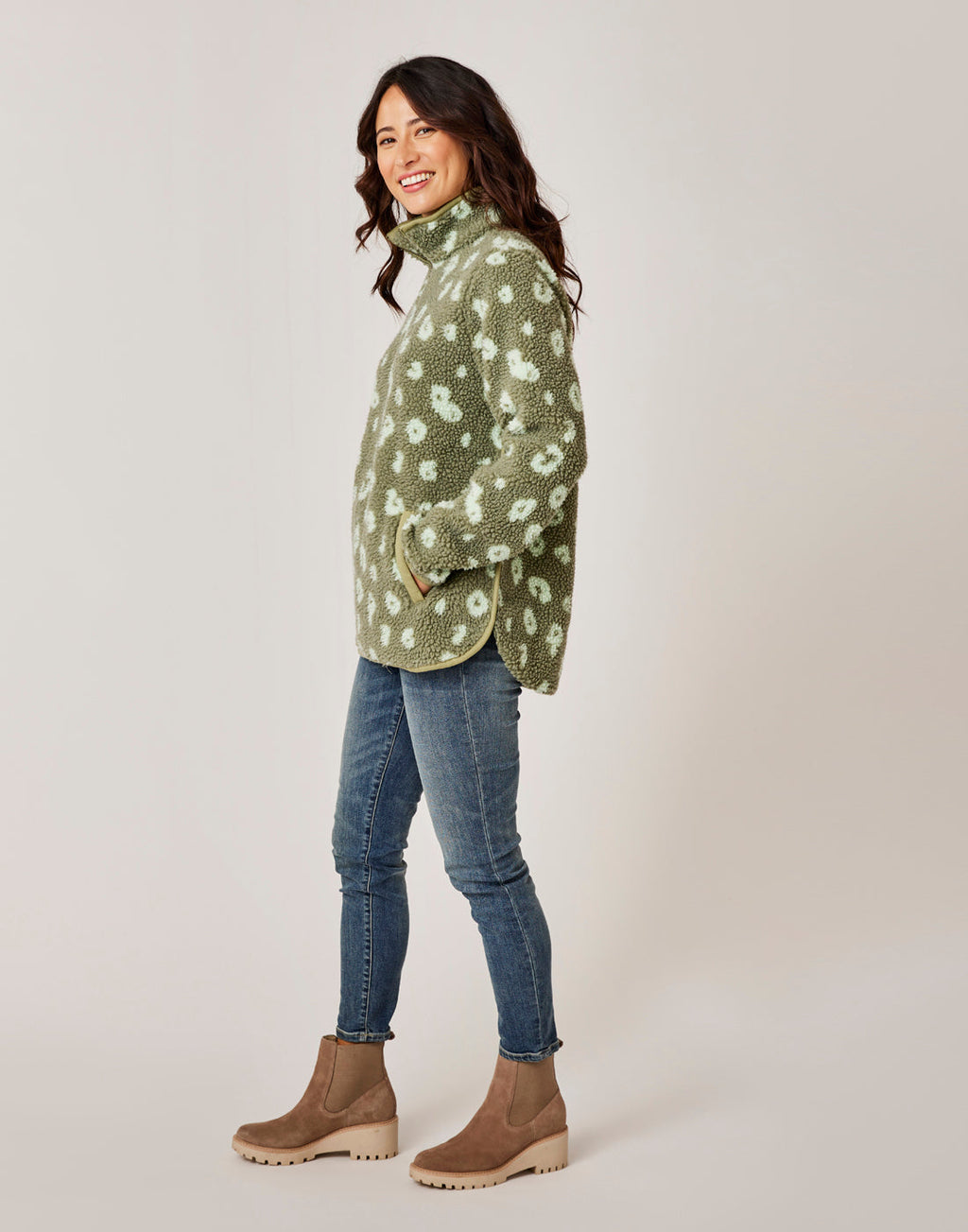 Westport Jacquard Tunic: Olive Leopard