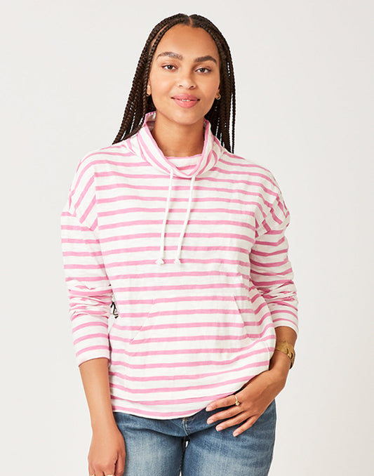 Bodie Funnel Neck: Cloud Lt. Fuchsia Stripe