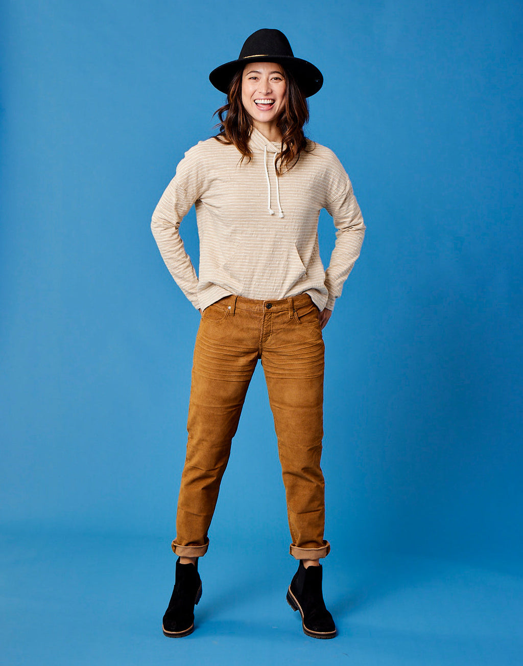 Bodie Funnel Neck: Lt. Khaki Stripe