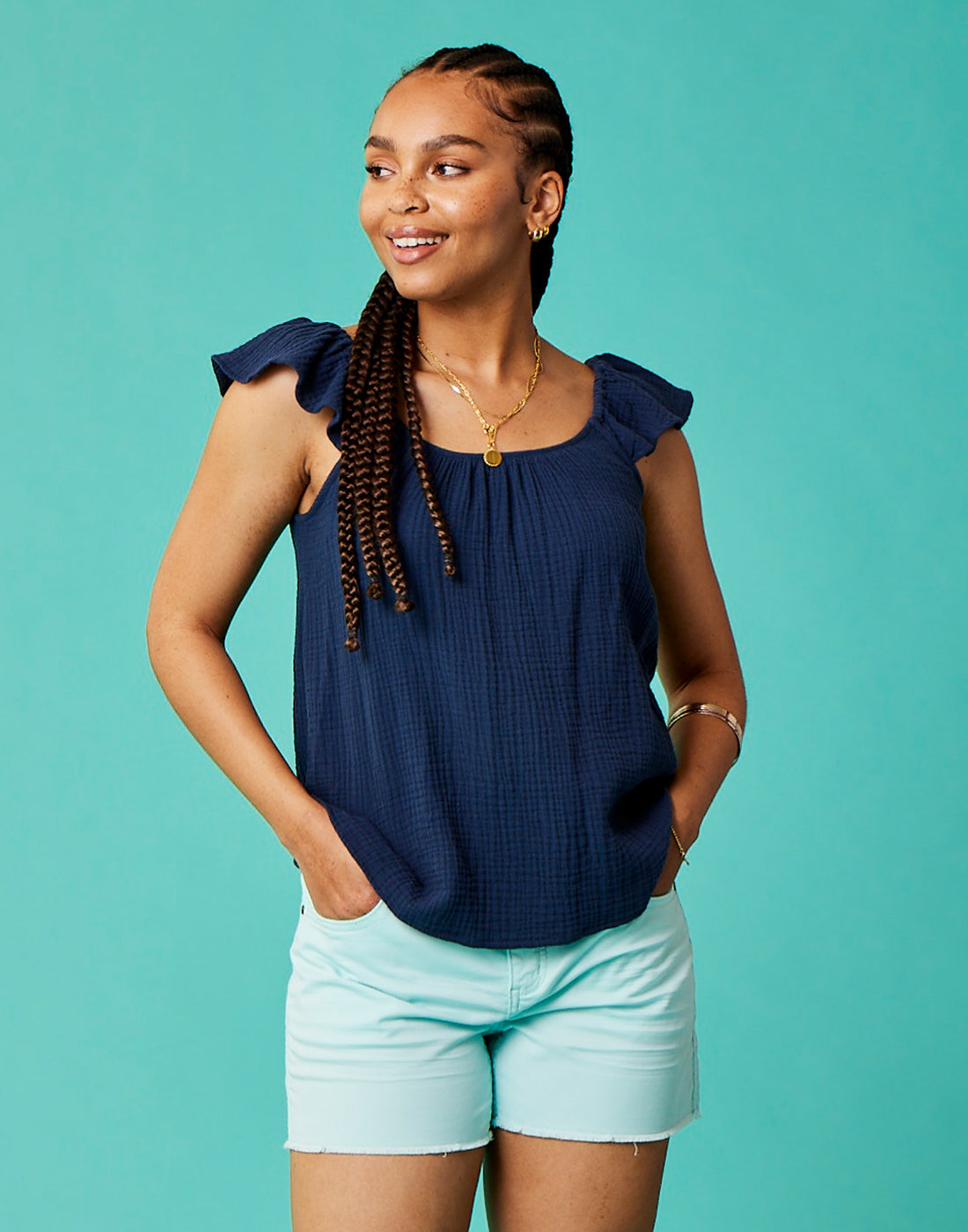 Corrine Top: Navy