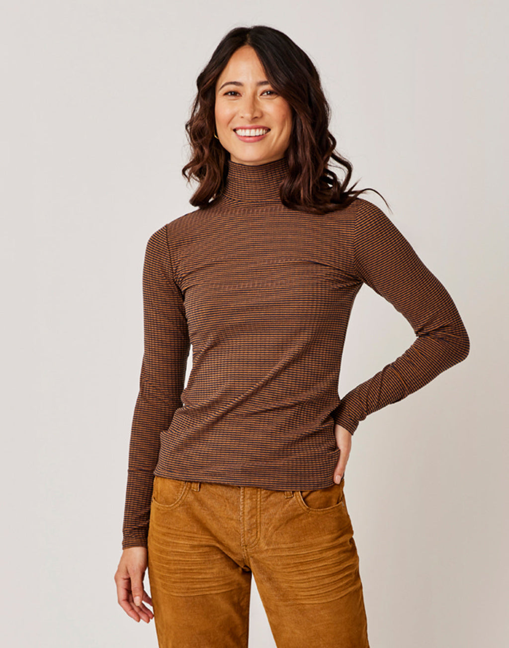 Denise Turtleneck: Cocoa Mini Stripe