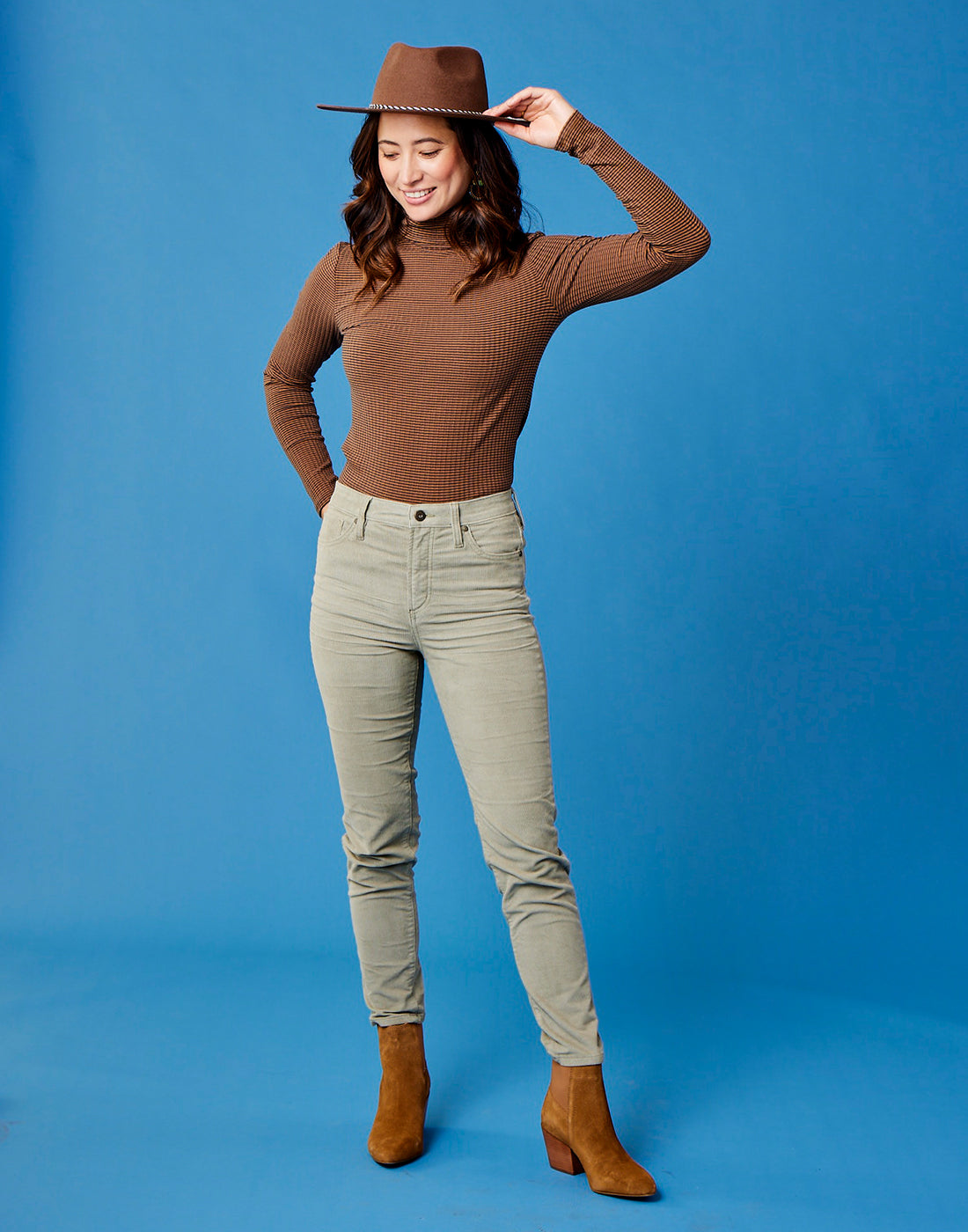 Denise Turtleneck: Cocoa Mini Stripe