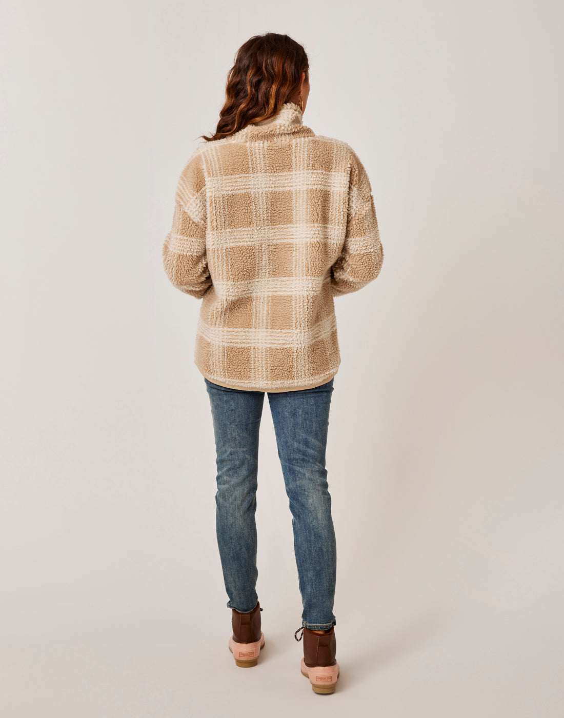 Roley Jacquard Cowl: Lt. Khaki Plaid