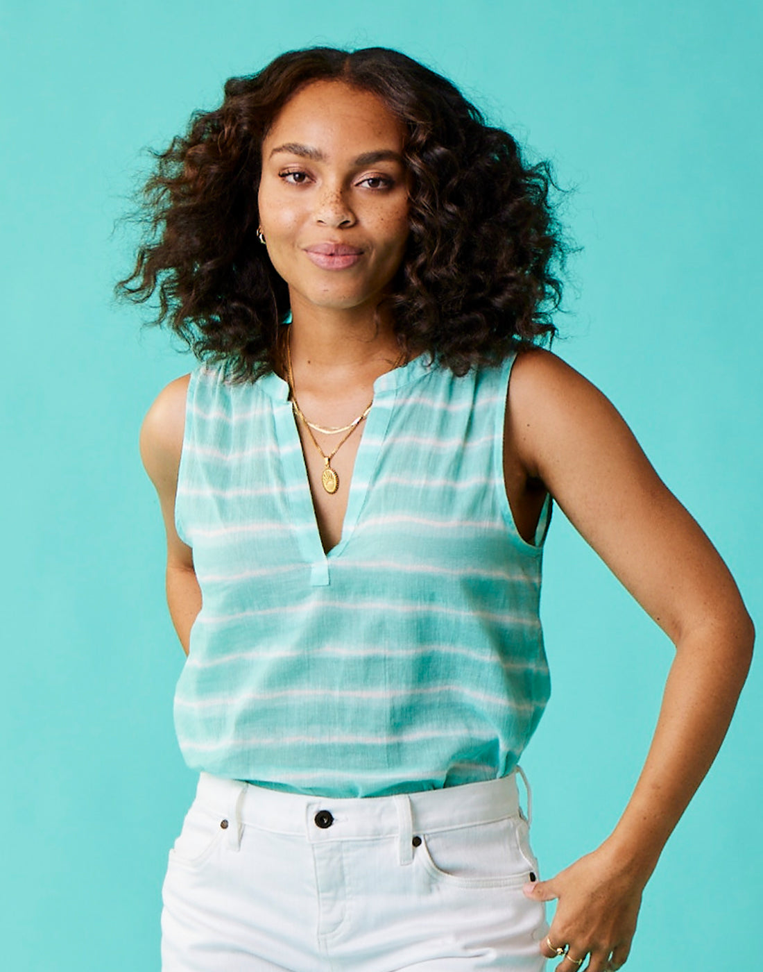 Dylan Tank: Sea Glass Tie Dye Stripe