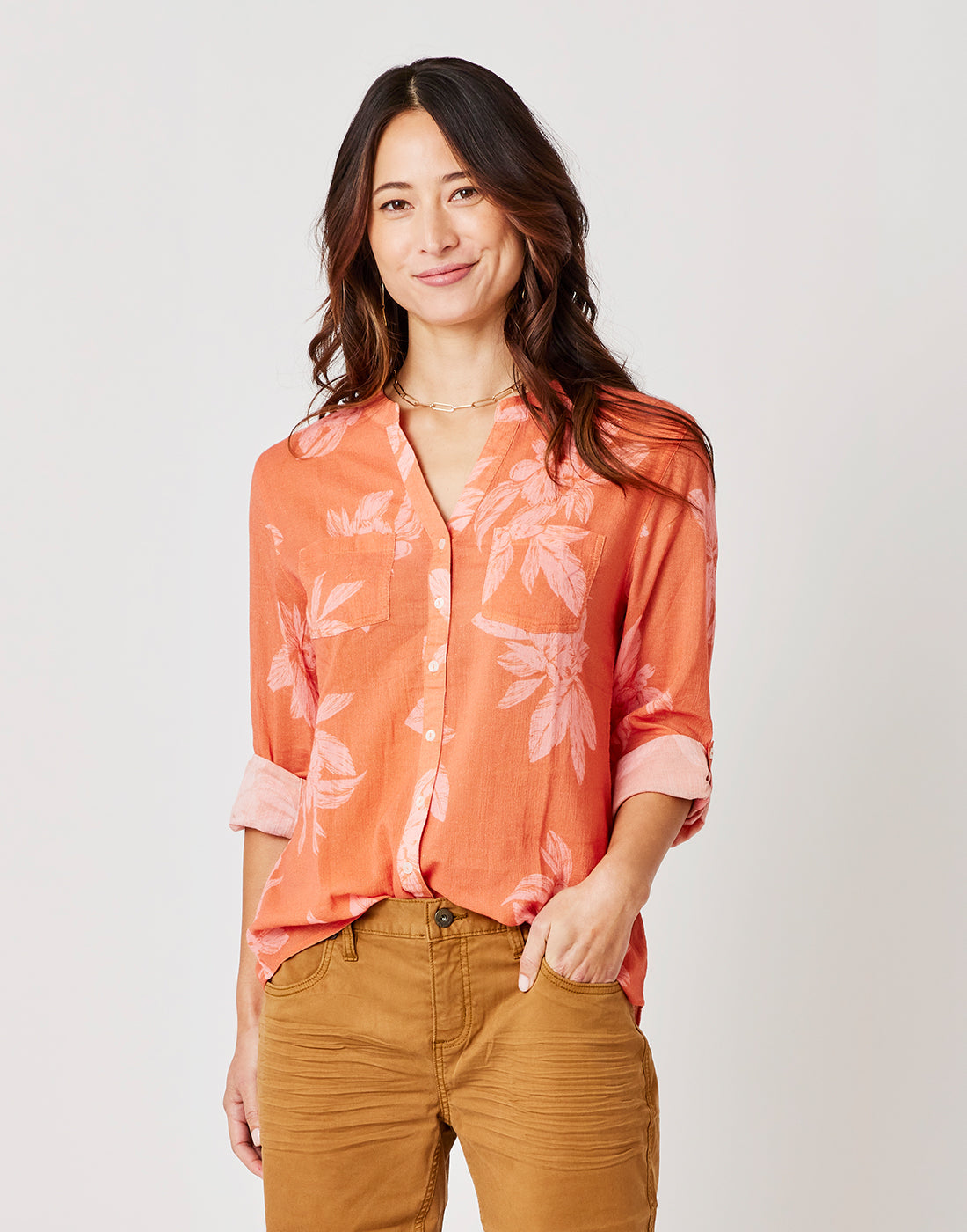 Dylan Gauze Tunic: Terracotta Flora