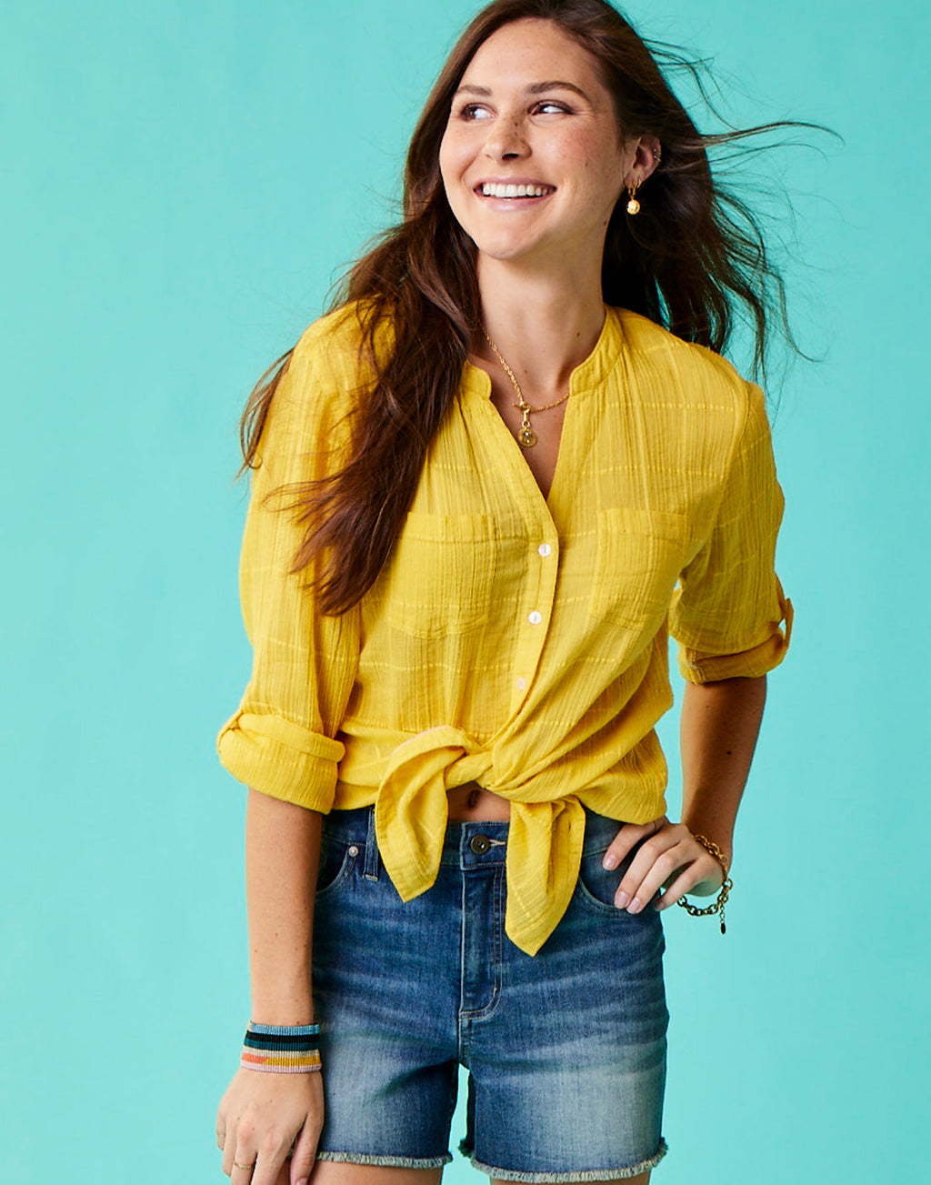 Dylan Textured Tunic: Yellow