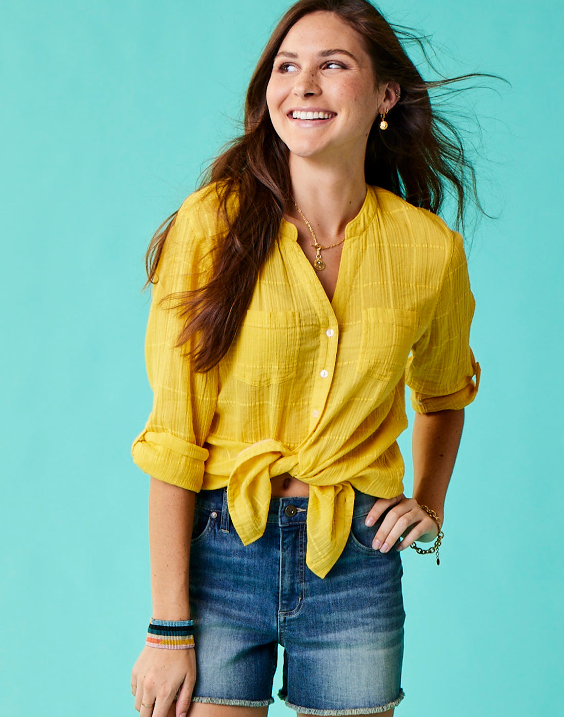 Dylan Textured Tunic: Yellow