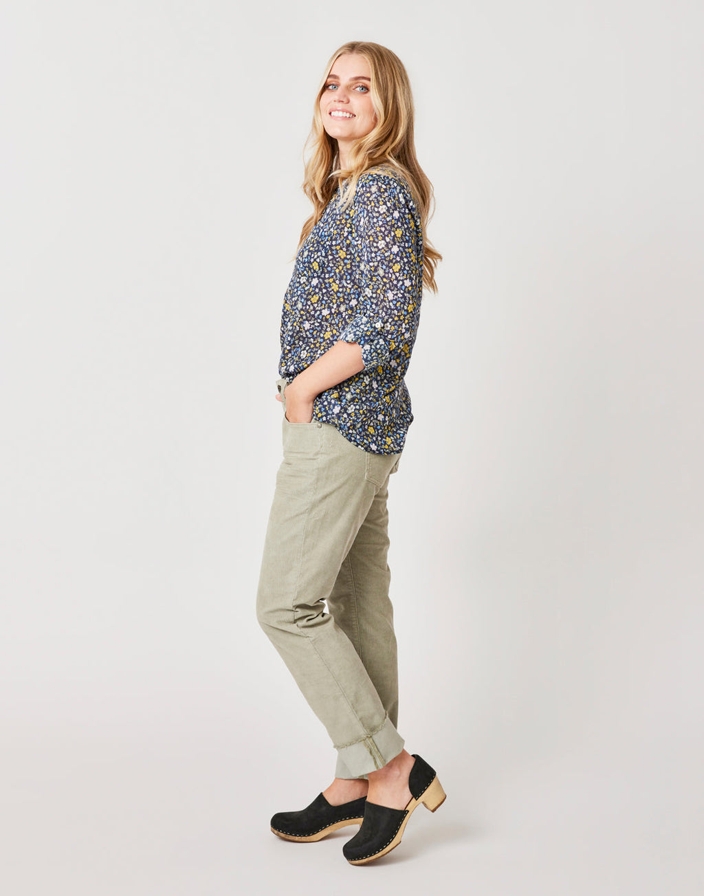 Dylan Gauze Tunic: Navy Folk Floral