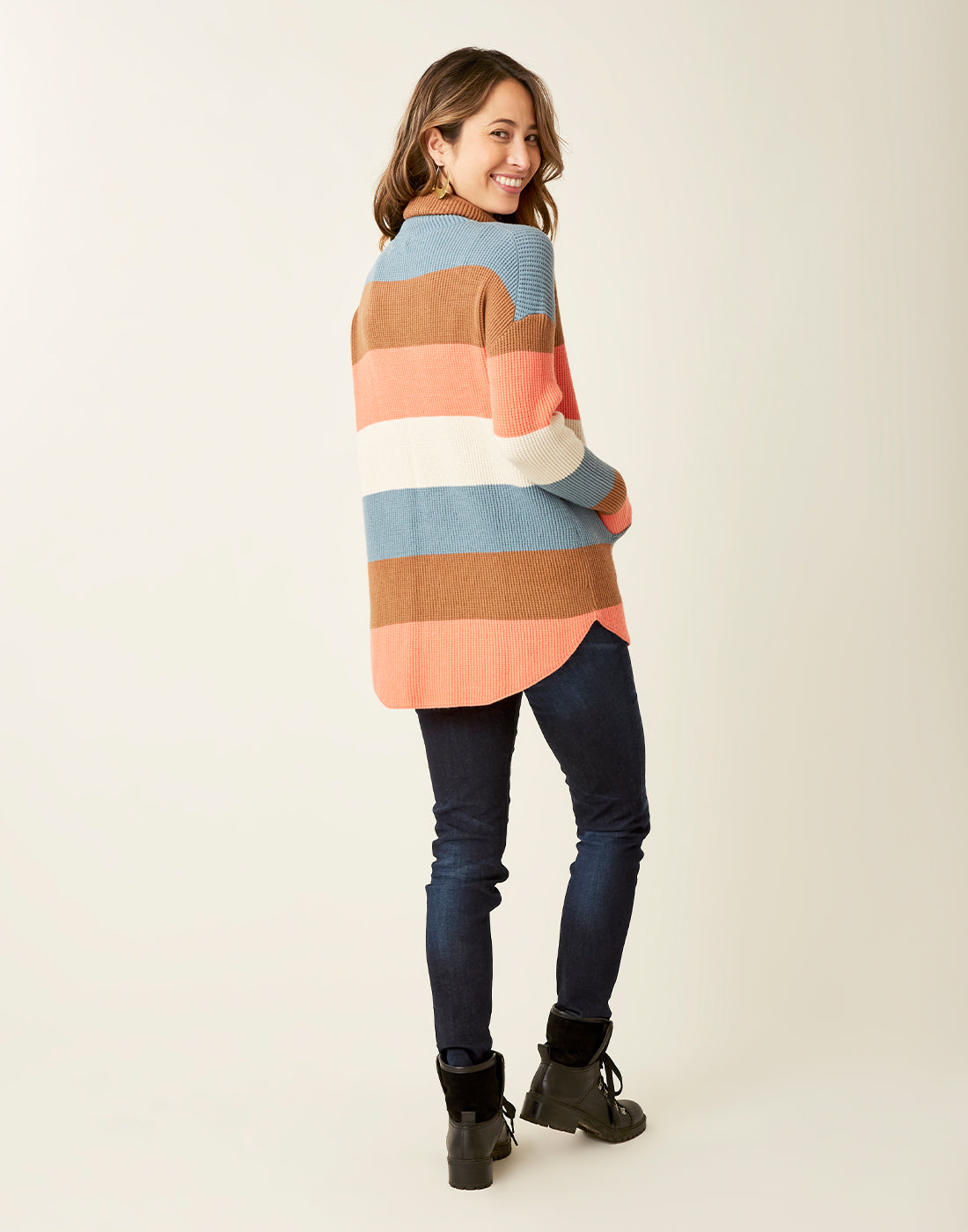 Rockvale Sweater: Coral Bold Stripe - FINAL SALE