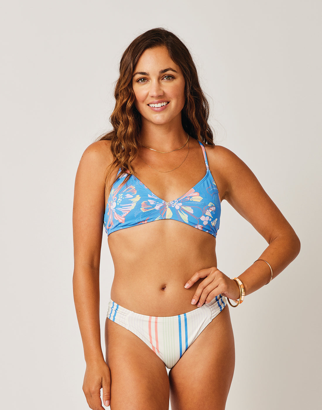 St. Barth Reversible Bottom: Larkspur/Sunny Stripe