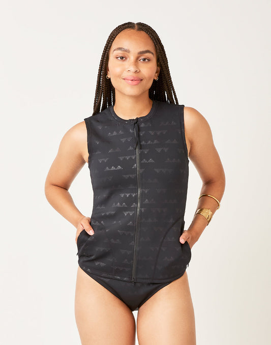 Stella Vest: Black Cascade Embossed