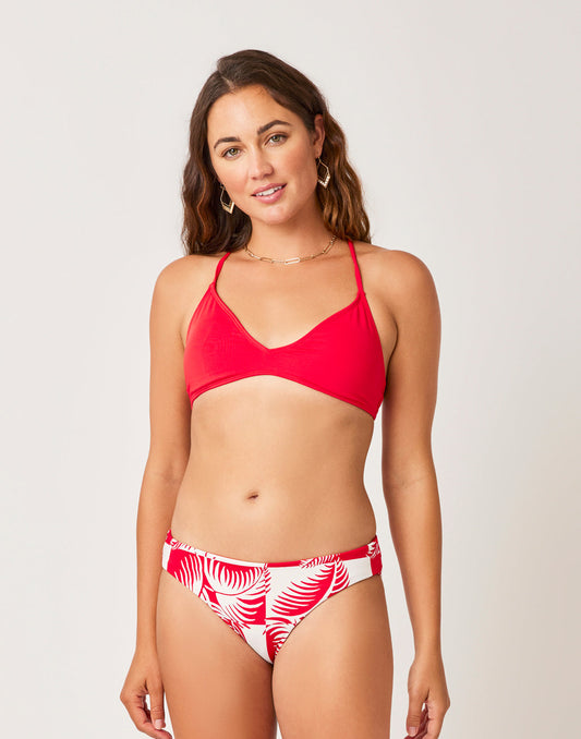 St. Barth Reversible Bottom: Checkered Palm/Hot Red