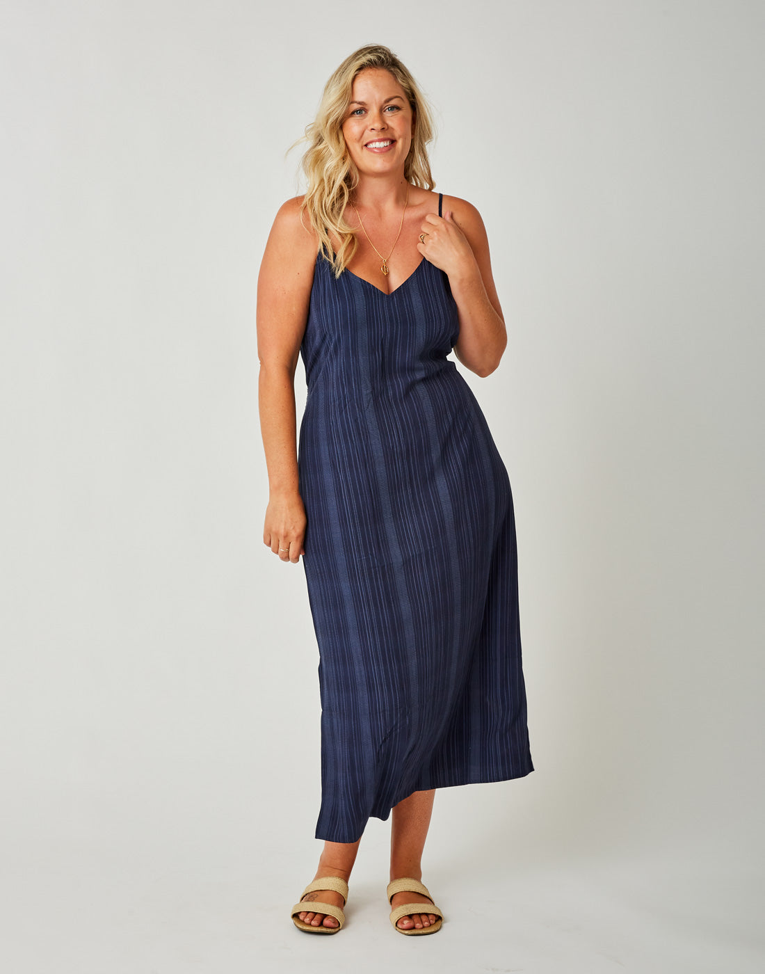 Macy Dress: Navy Lau Stripe