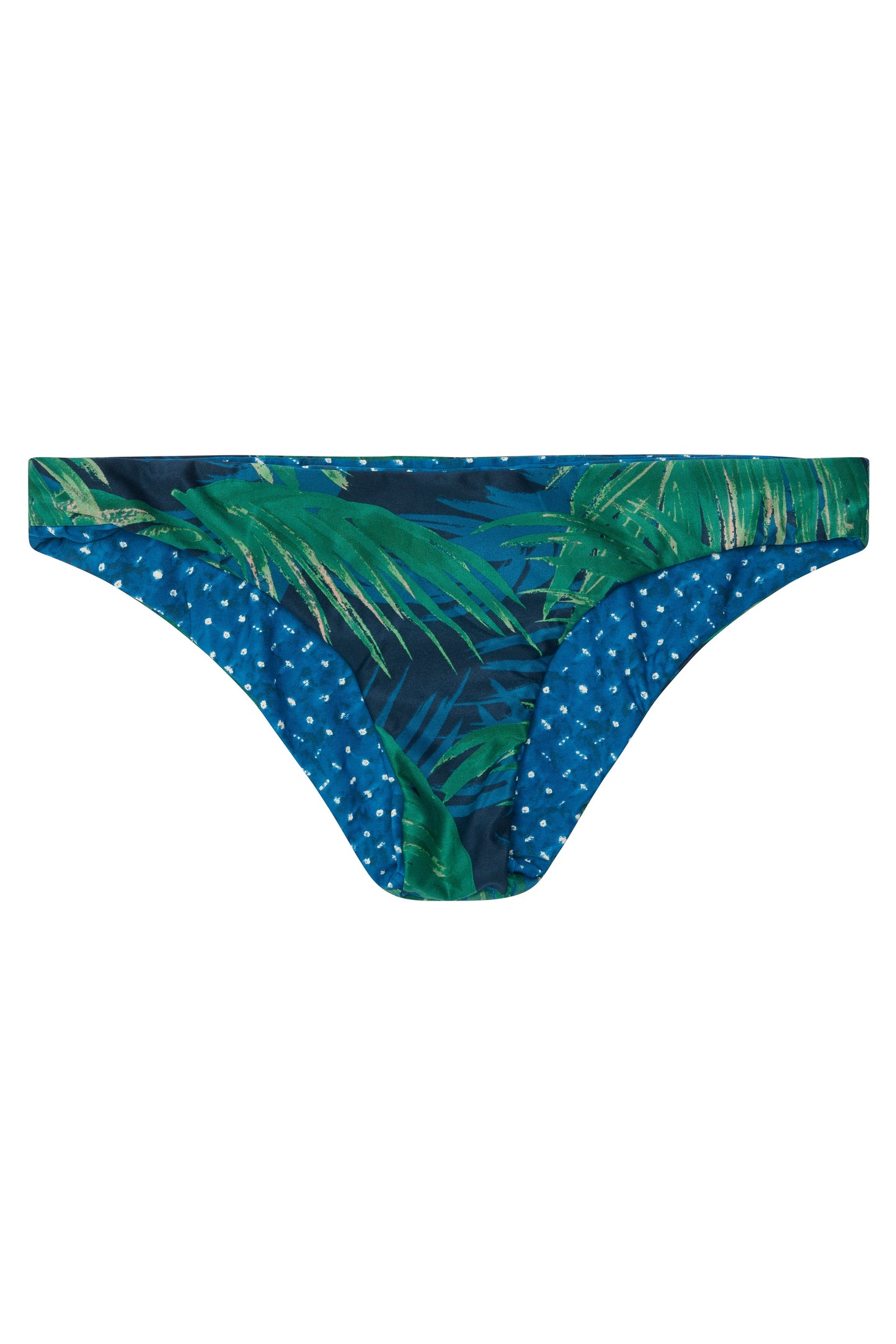 Sanitas Reversible Bottom: Azul Palms/Shibori Dots