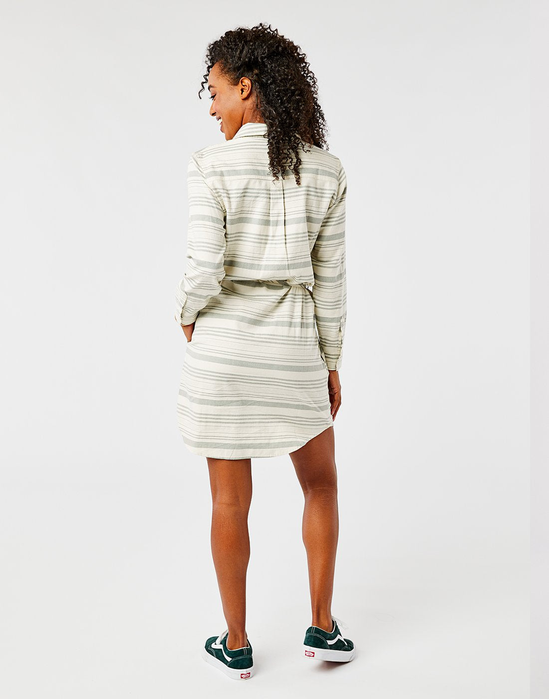 Aida Dress: Moss Stripe