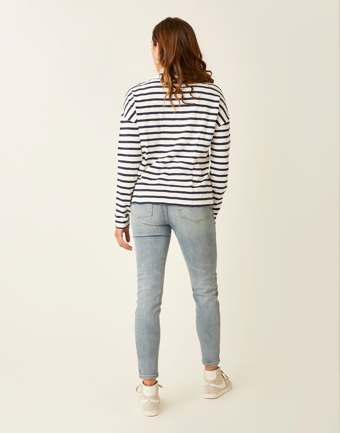 Bodie Funnel Neck: Cloud Navy Mali Stripe