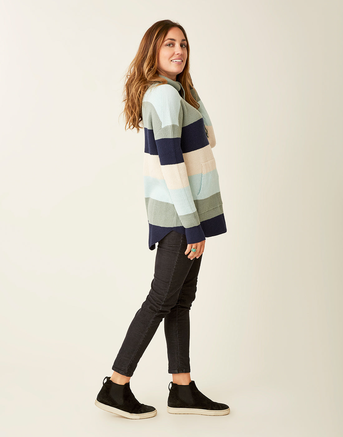 Rockvale Sweater: Thyme Bold Stripe - FINAL SALE