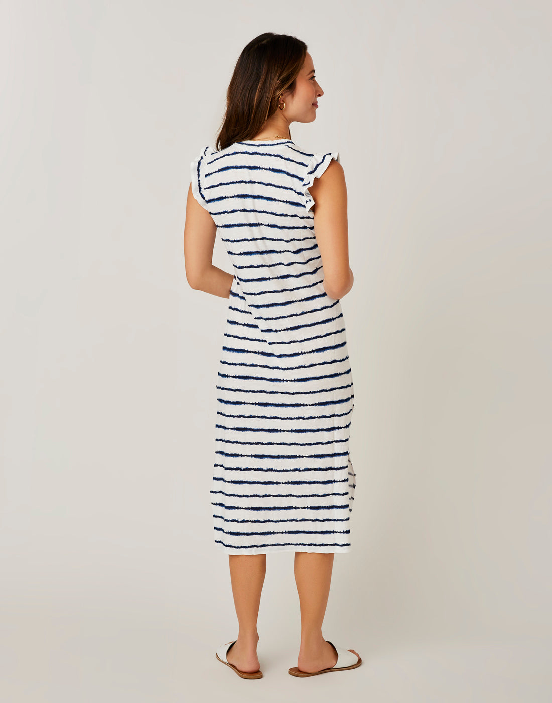 Maeve Dress: Navy Tie Dye Stripe