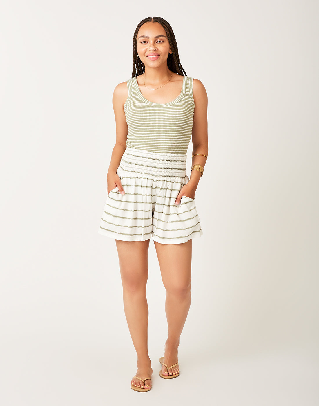 Leah Short: Olive Tie Dye Stripe