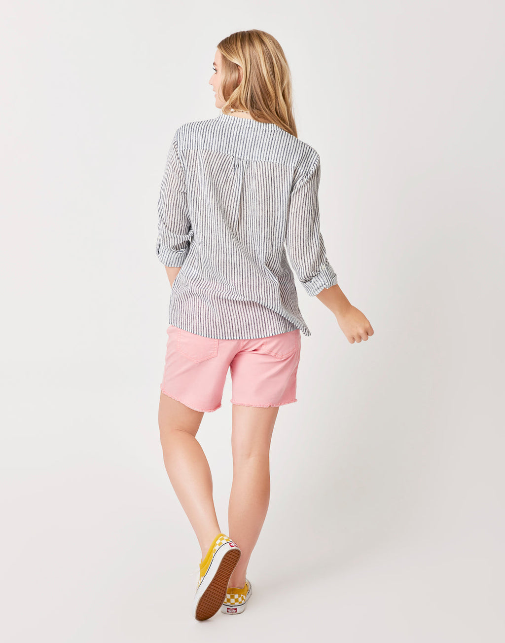 Dylan Gauze Shirt: Navy Milos Stripe