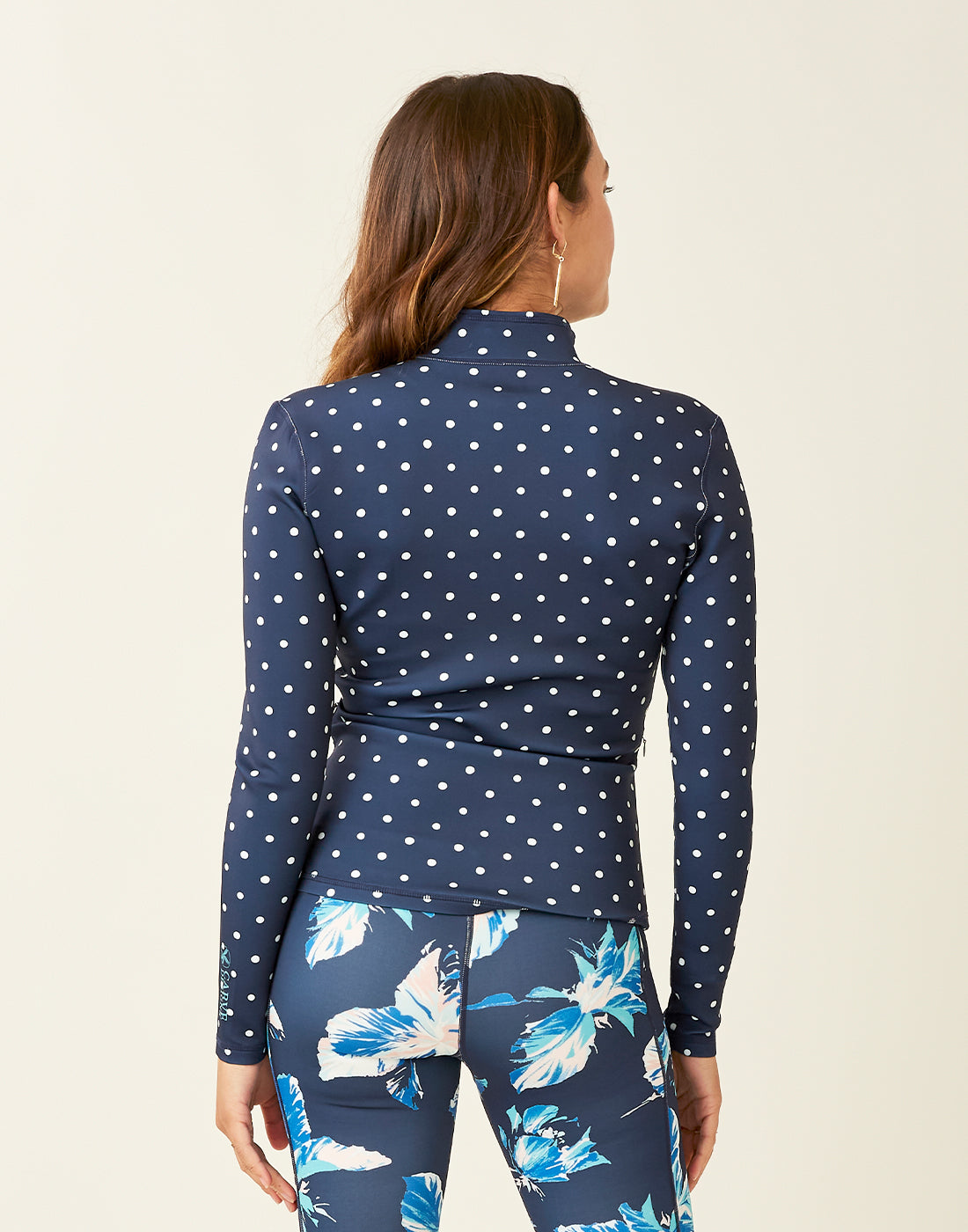 Stella Zip-Up Jacket: Navy Polka Dot