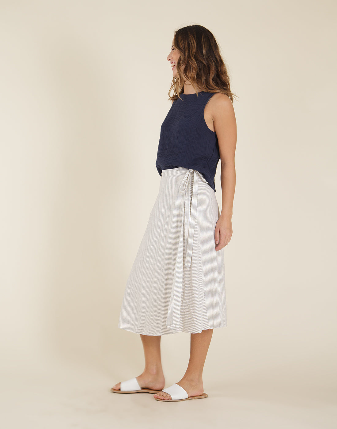 Cascade Skirt: Cloud Pinstripe - FINAL SALE