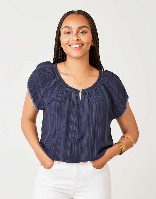 Lilly Top: Navy Lau Stripe